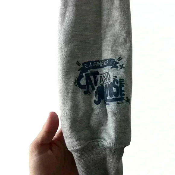 Tom and Jerry Gray Graphics Hoodie Sweatshirt | Size Small - Picture 6 of 9